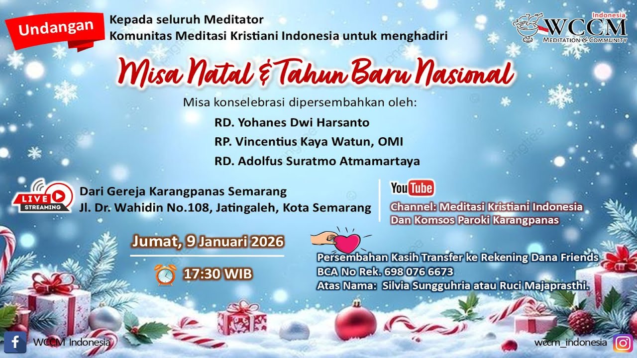 Misa Natal & Tahun Baru 2026 - Komunitas Meditasi Kristiani Indonesia