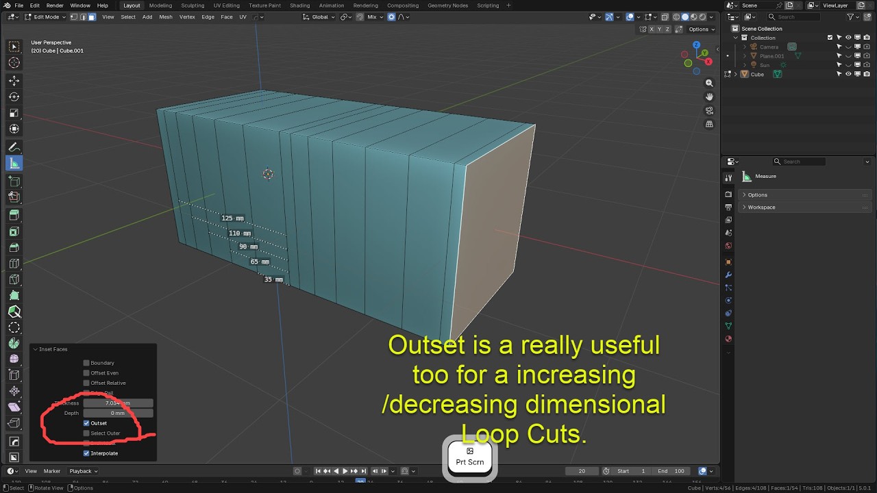 50. Outset for a increasing/decreasing dimensional Loop Cuts in Blender. Enjoy Blender!