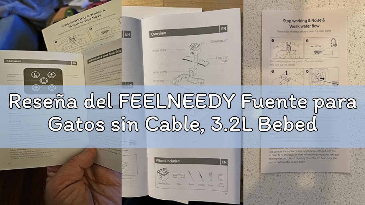 Reseña del FEELNEEDY Fuente para Gatos sin Cable, 3.2L Bebedero Gatos en Acero Inoxidable con Sensor
