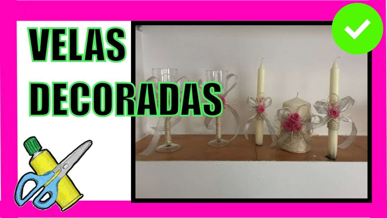 Cómo decorar velas  para boda con cuerda o yute