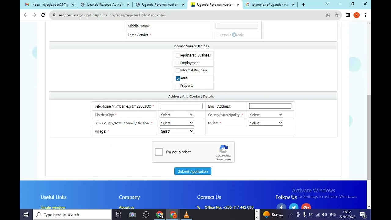 Get a TIN from URA instantly How to apply for Instant TIN Number Individual tax payer URA Portal 3