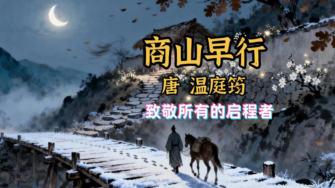 ❄️溫庭筠《商山早行》：千年晨霜，凝成詩行，致敬每一個在黎明破曉中前行的人🌄📜 唐詩 | 兒童兒歌丨兒歌丨童謠丨唐詩300首｜詩詞歌畫｜熊貓閱讀會#少儿动画 #古诗 #学中文