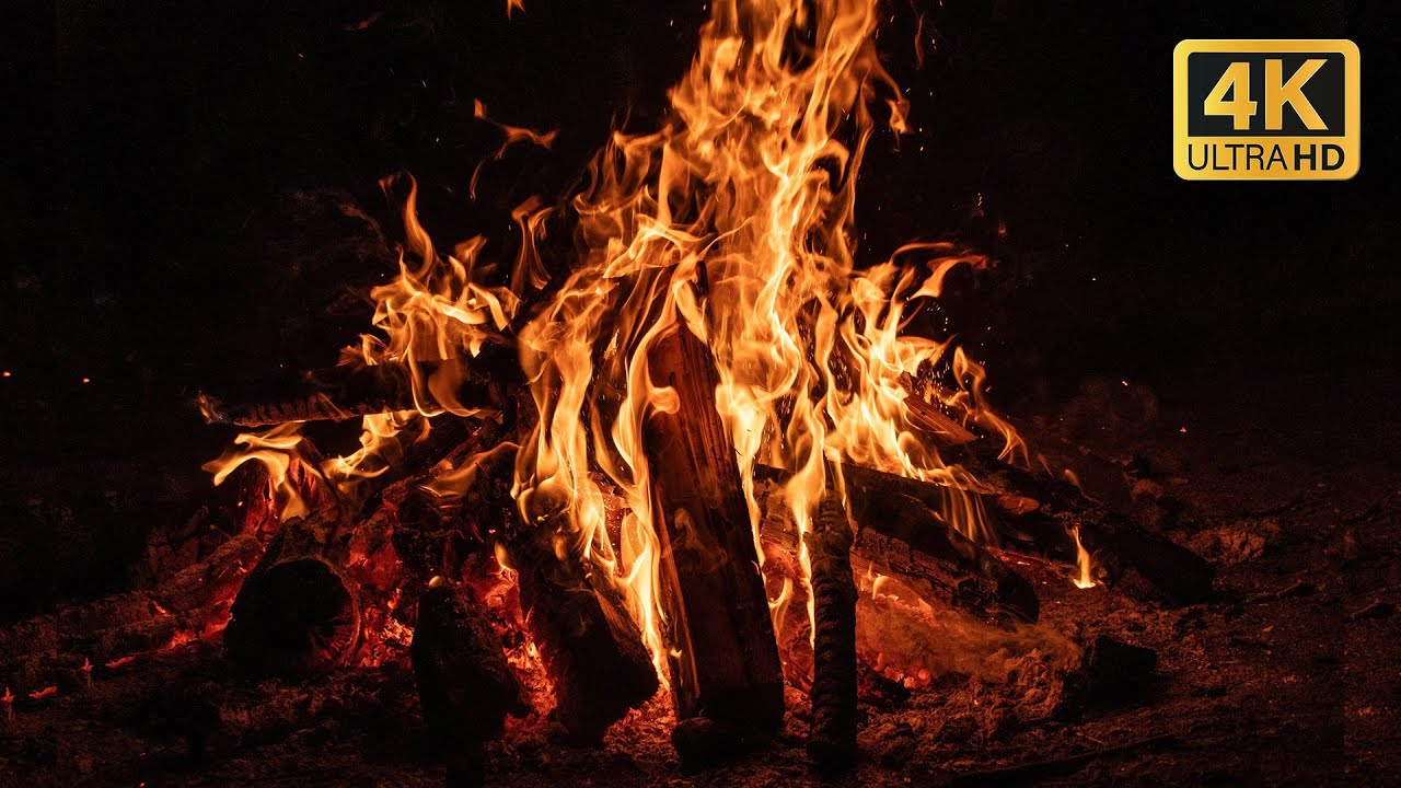 🔥 Relaxing Fireplace with Burning Logs and Crackling Fire Sounds for Stress Relief 4K UHD
