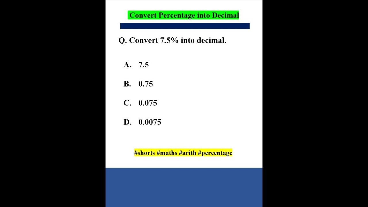 Convert the Percentage into Decimal #shorts #maths #mathematics #decimal #percentage