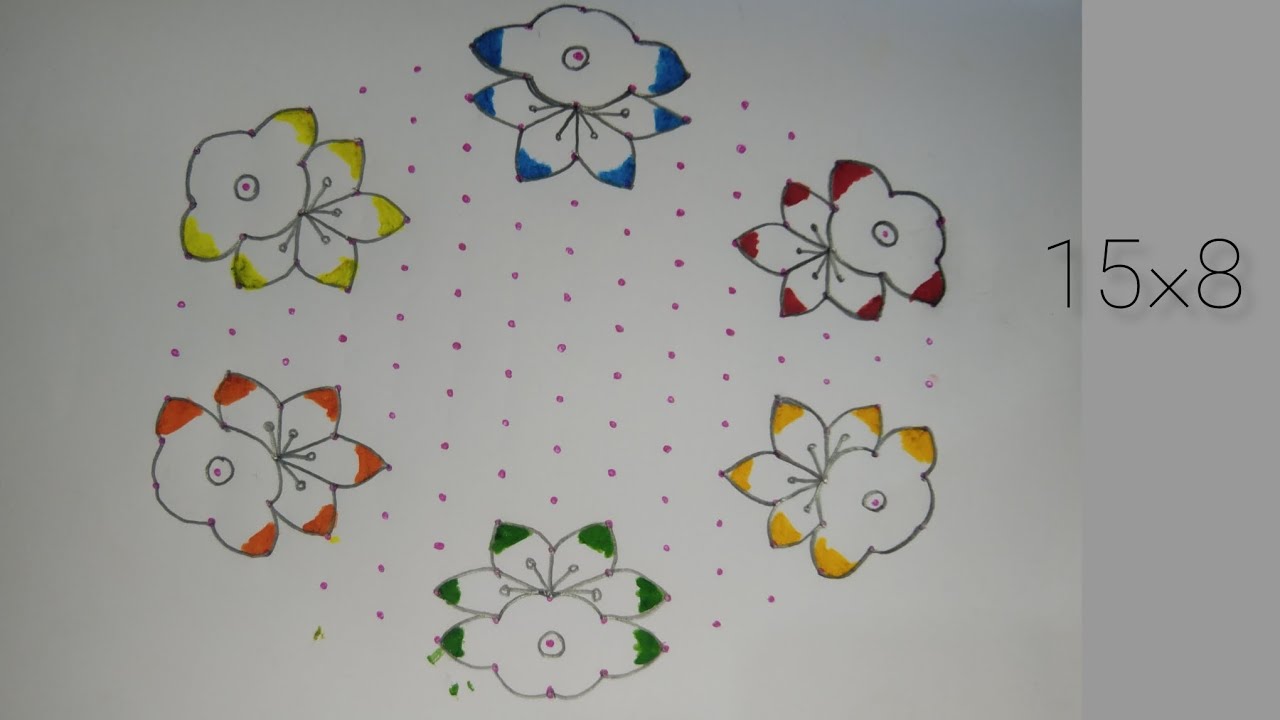 15×8Middle dots Festival Special Rangoli designs 