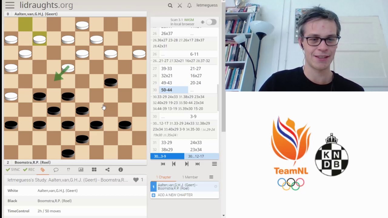 Video-analysis: Geert van Aalten - Roel Boomstra (2012) - Draughts 10x10