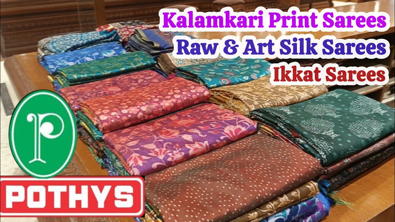 Kalamkari Print Sarees,Raw Silk Sarees- & Ikkat Print Saree / Coimbatore oppanakara street Pothys