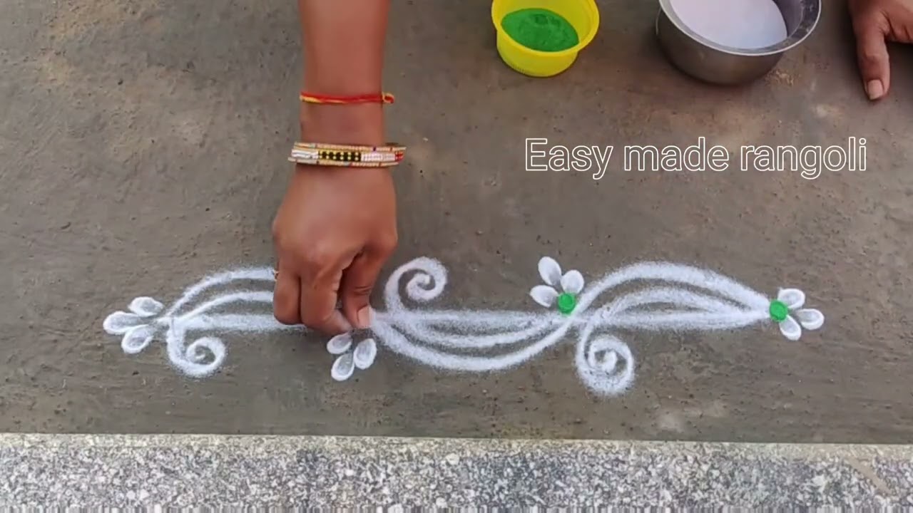 5 Simple Border rangoli designs#rangoli #sideborders#easy#muggulu#trending @easymaderangolicreations