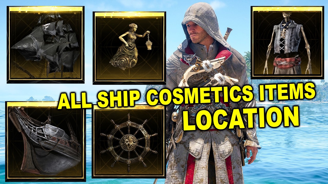 Assassin's Creed Black Flag Resynced - How To Get All Ship Cosmetic Items (Jackdaw All Appearance)