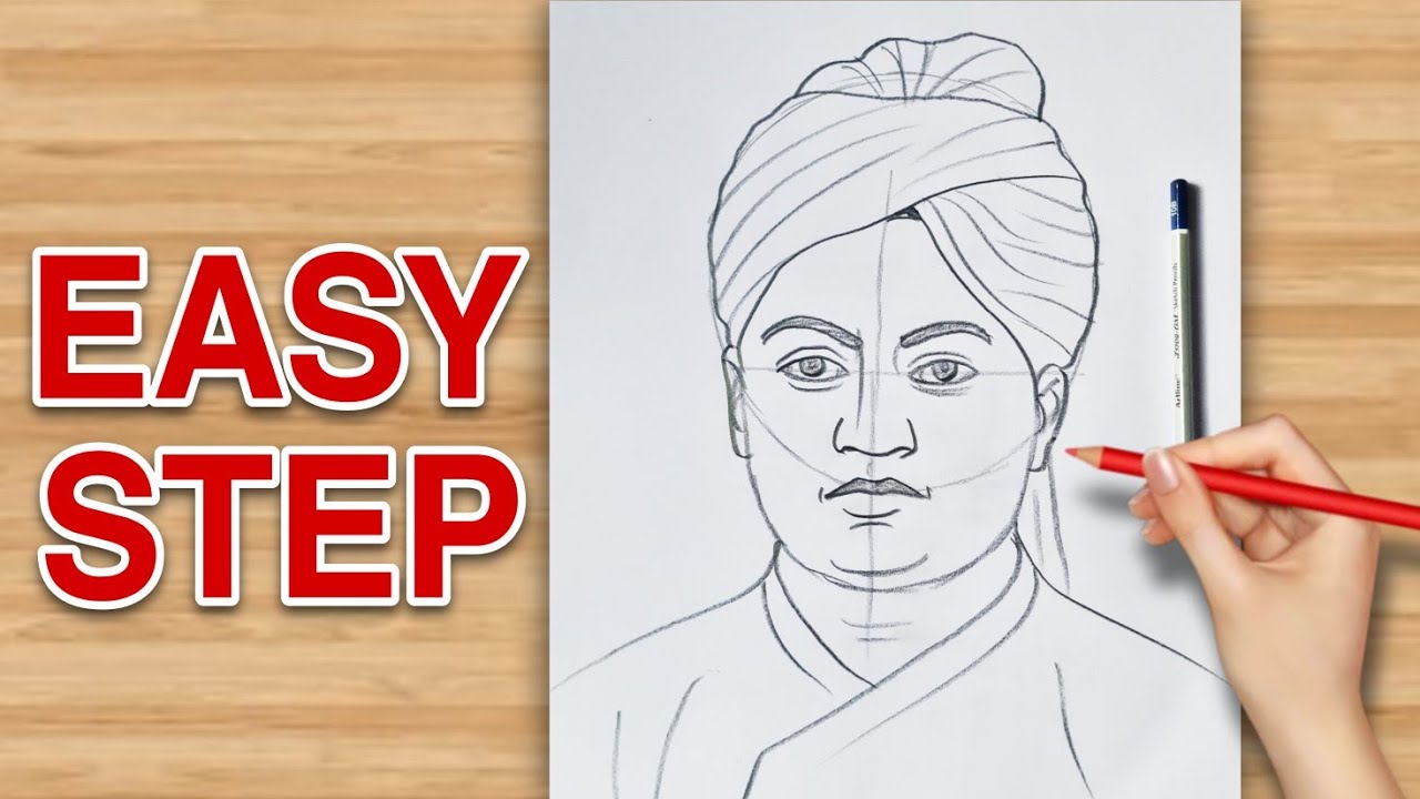 How to draw Swami Vivekananda drawing | Freedom fighter drawing | Youth day drawing