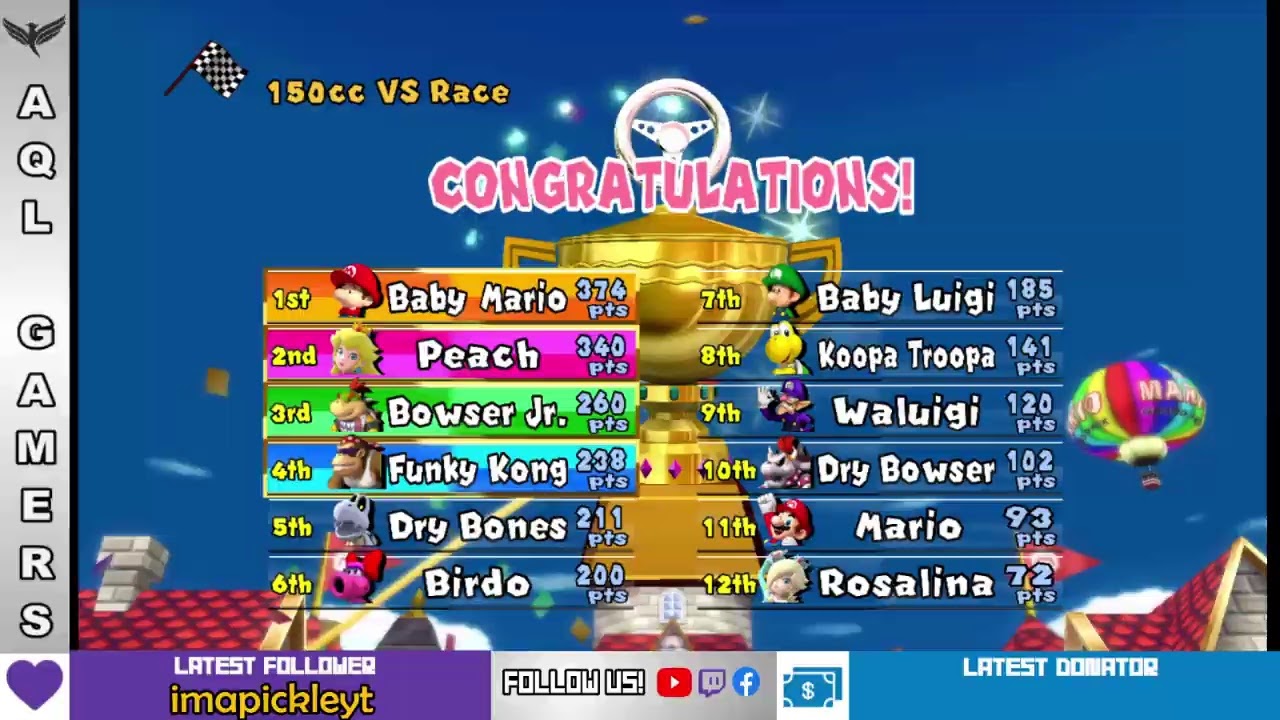 🔴Mario Kart Wii ✦ 4 Players 150cc (32 Tracks) #328 1 YEAR OF AQL GAMERS!