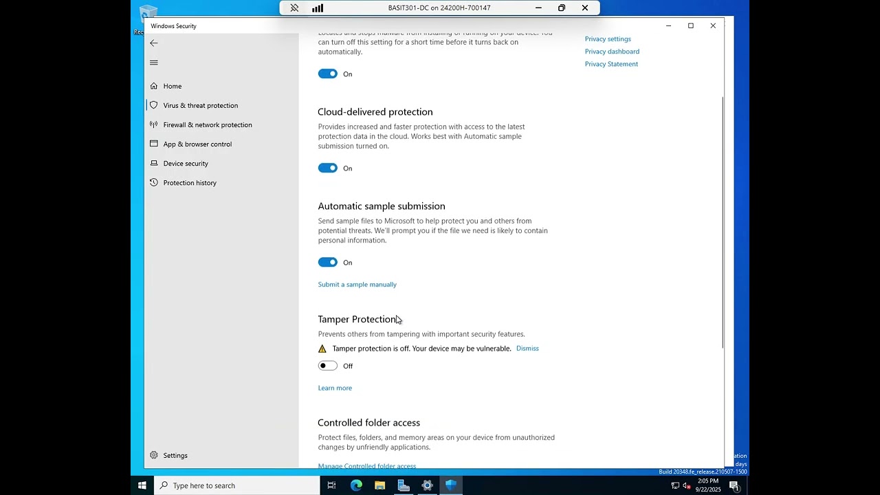 Reviewing security options in Windows Server