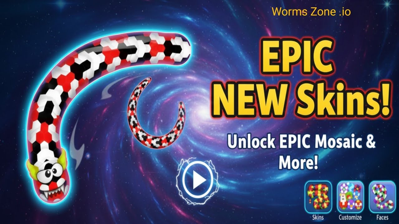 Worms Zone Snake kill Gameplay 15 Mosaic Snake 🐉