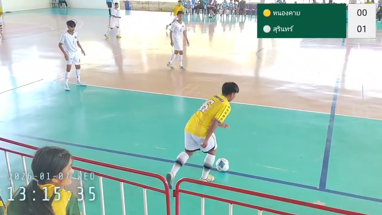 #ฟุตซอลชาย = หนองคาย 🟡 vs ⚪ สุรินทร์  #กีฬาเยาวชนแห่งชาติครั้งที่ 41 รอบคัดตัวแทนภาค 3 #หนองหารเกมส์