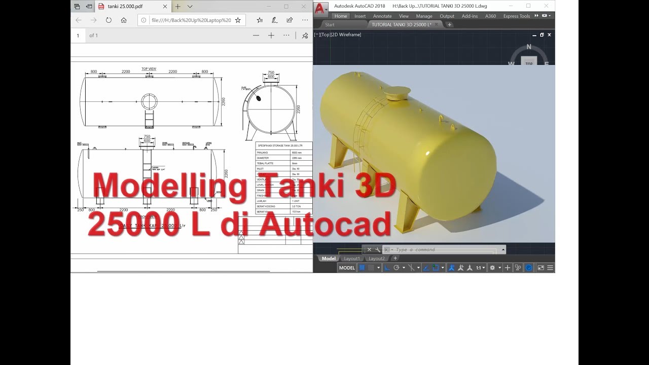Autocad - Modelling 3D Tanki 25000 L