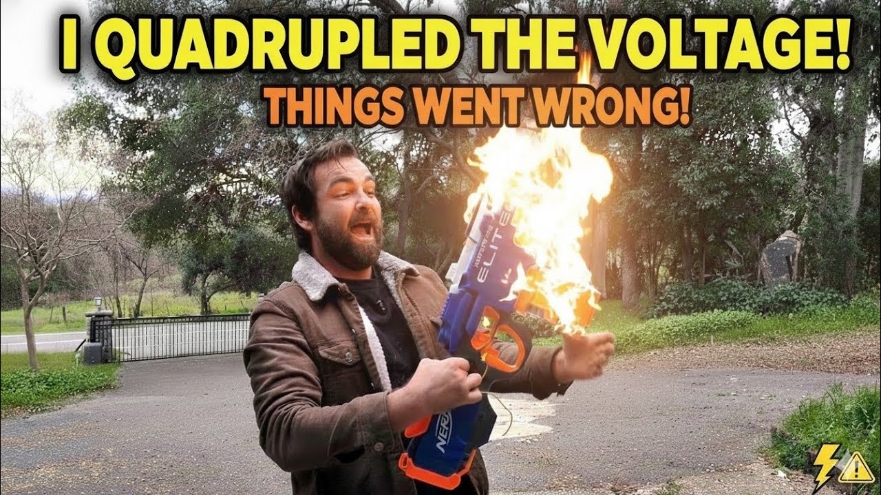 Nerf HyperFire with 24 Volts.  Overvolting. (The motors are cooked)