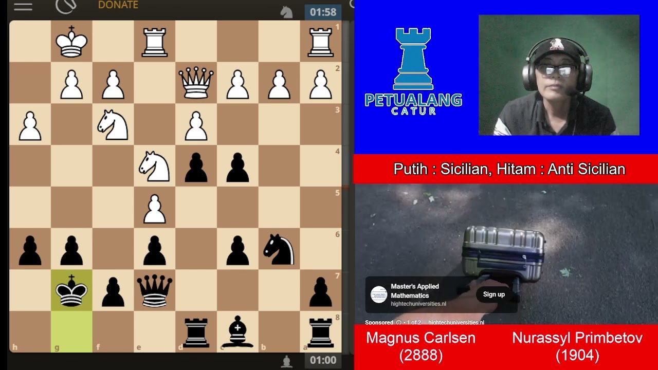 GM Magnus Carlsen 2888 vs Nurassyl Primbetov 1904