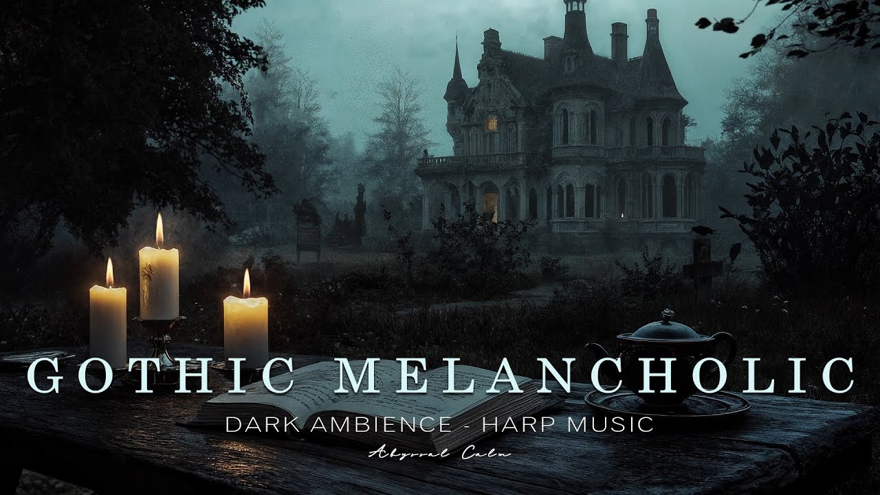 Sad Harp Echoes in Gothic Stillness - Relaxing Music Ambience - Dark Academia