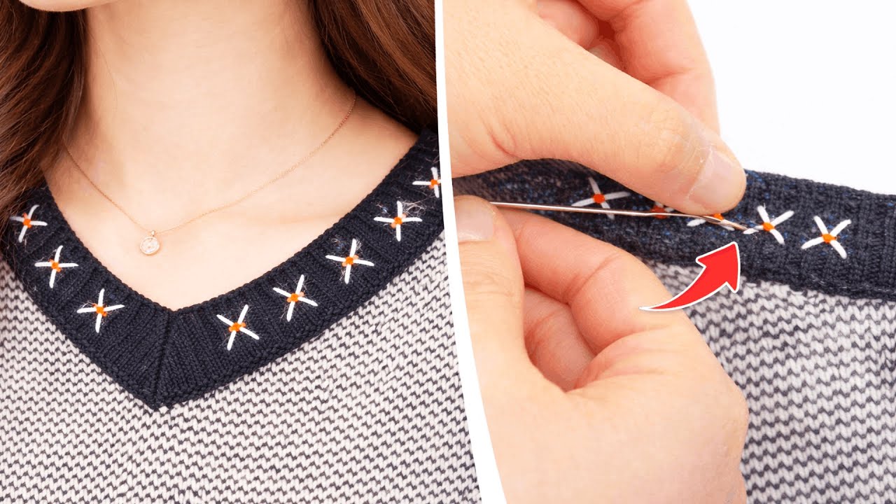 How Is a Sweater Neckline Hand Embroidered Step by Step