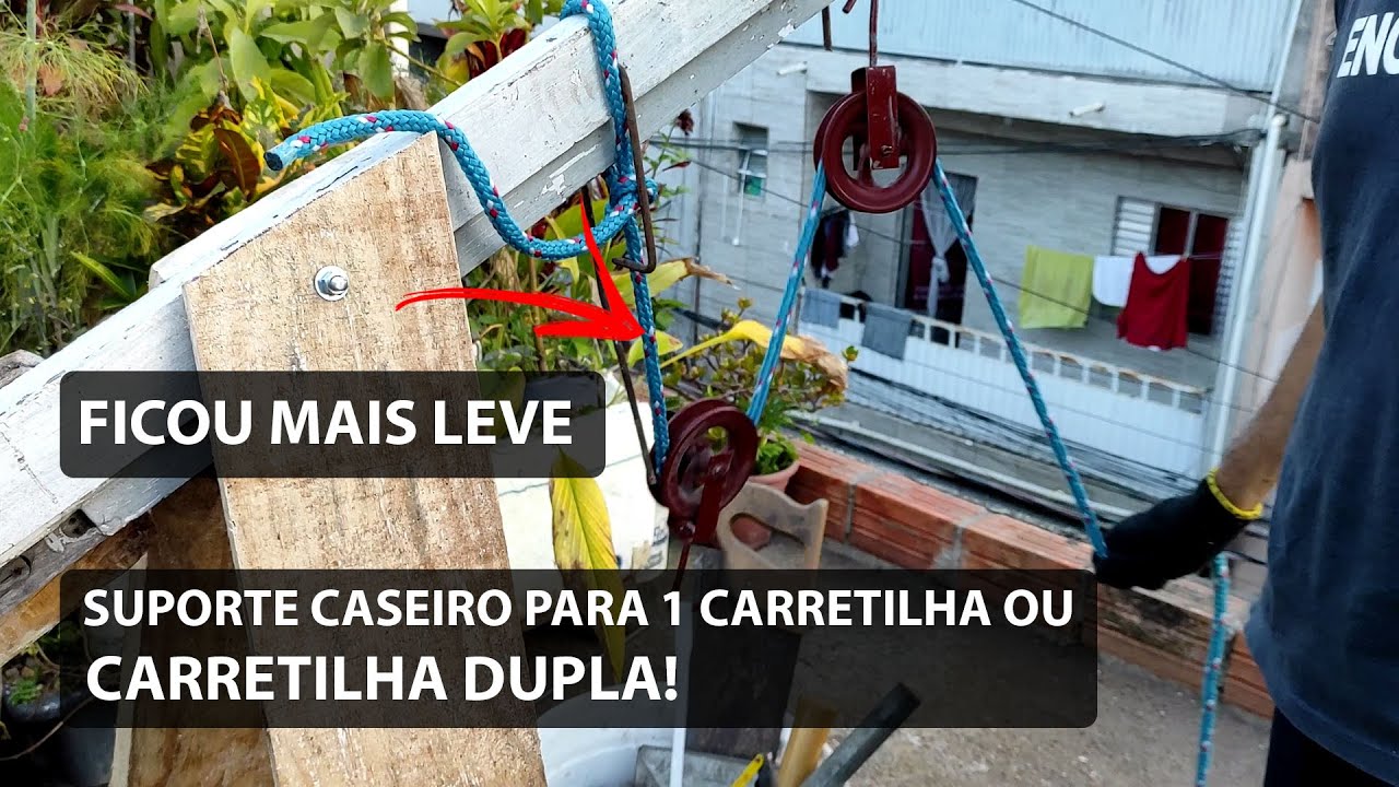 Como fazer Suporte Movel para Carretilha Dupla Muito Facil para puxar material de construção