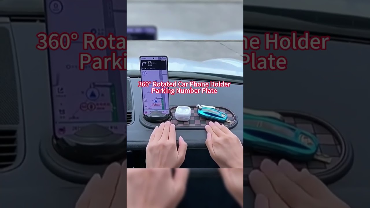 Car Anti-Slip Mat Auto Phone Holder, Rotatable Car Dashboard Pad with Temporary Parking Number