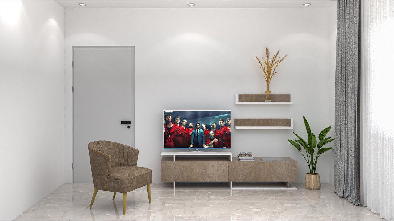 TV Cabinet Interior Design... Sketchup 2021 + Vray 5