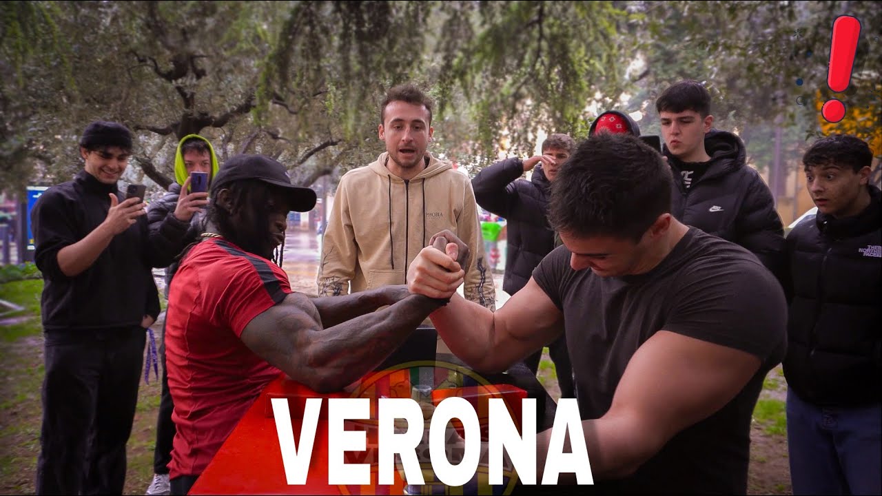 VINCI 50€ se mi batti a BRACCIO DI FERRO! Solo GIGANTI! 3° Tappa VERONA con i Pirlasv