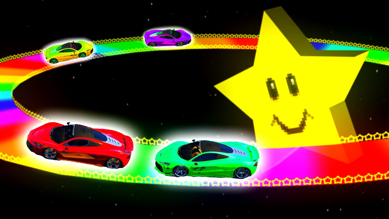 RACING ON MARIO RAINBOW ROAD! (GTA 5 Funny Moments)