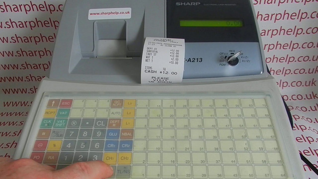 Tax Vat Programming Changing Vat Rate Sharp XE-A213 / XEA213 / XEA213B Cash Registers
