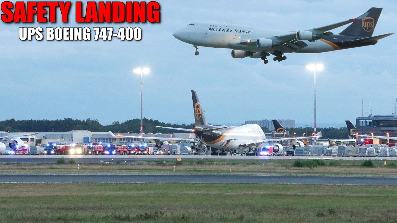 [SAFETY LANDING UPS BOEING 747!] - Airport fire department operation at Cologne Bonn Airport -