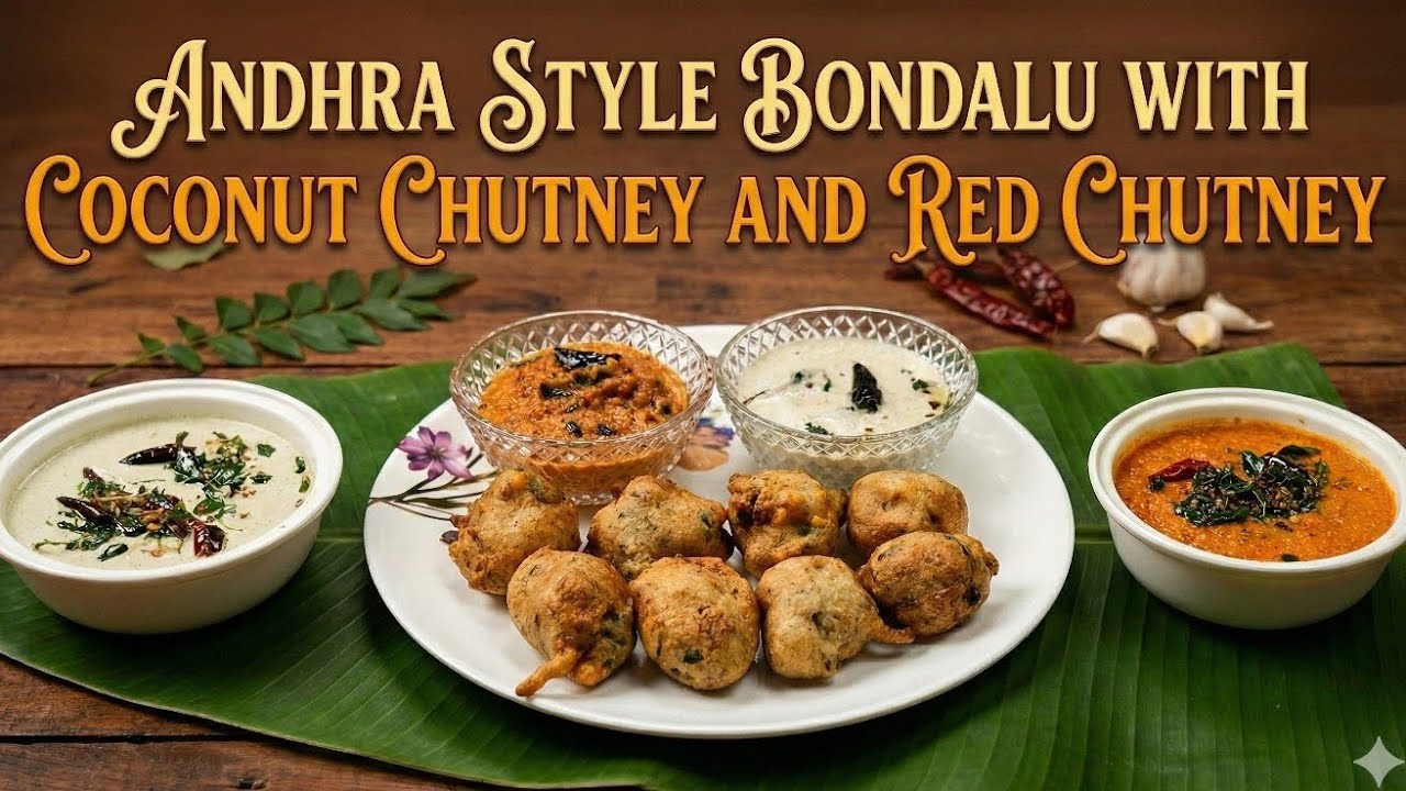 Andhra Style Bonda with Coconut & Red Chutney | Authentic Crispy Breakfast Recipe 