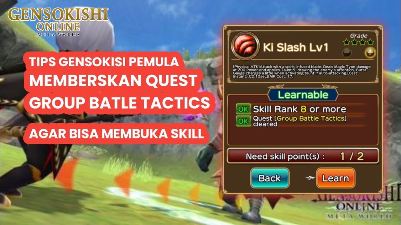 TIPS GENSOKISHI PEMULA - CARA MEMBERESKAN QUEST GROUP BATLE TACTICS AGAR BISA MEMBUKA SKILL
