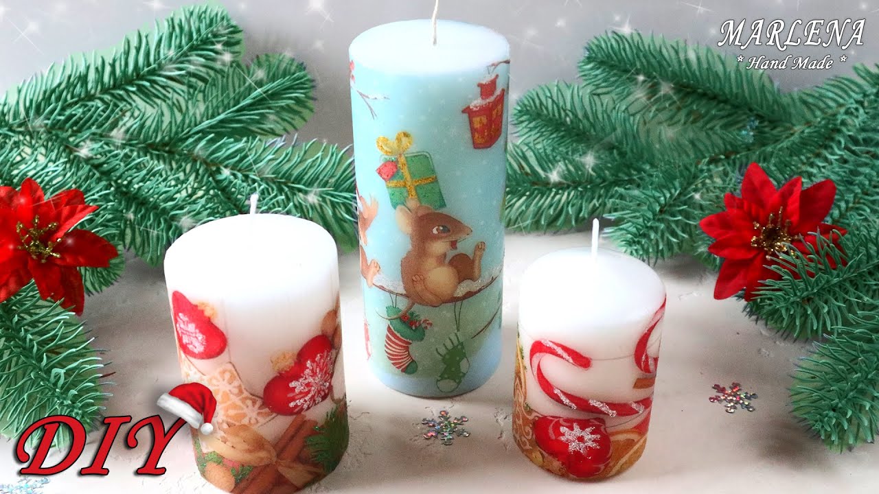 🕯 ДЕКОР СВЕЧИ ЛЕГКО и БЫСТРО! 🕯 Декупаж с помощью фена
