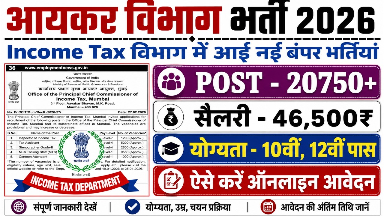 Income Tax Vacancy 2026 | Income Tax Recruitment 2026 | Govt Jobs | Income Tax New Vacancy 2026