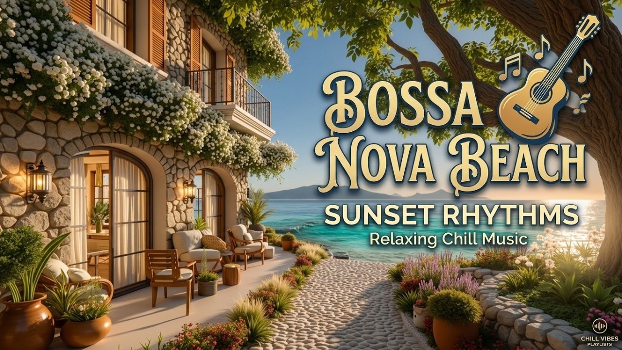 Relaxing Bossa Nova Guitar Music | Tropical Beach Sunset Vibes For Summer Study And Sleep