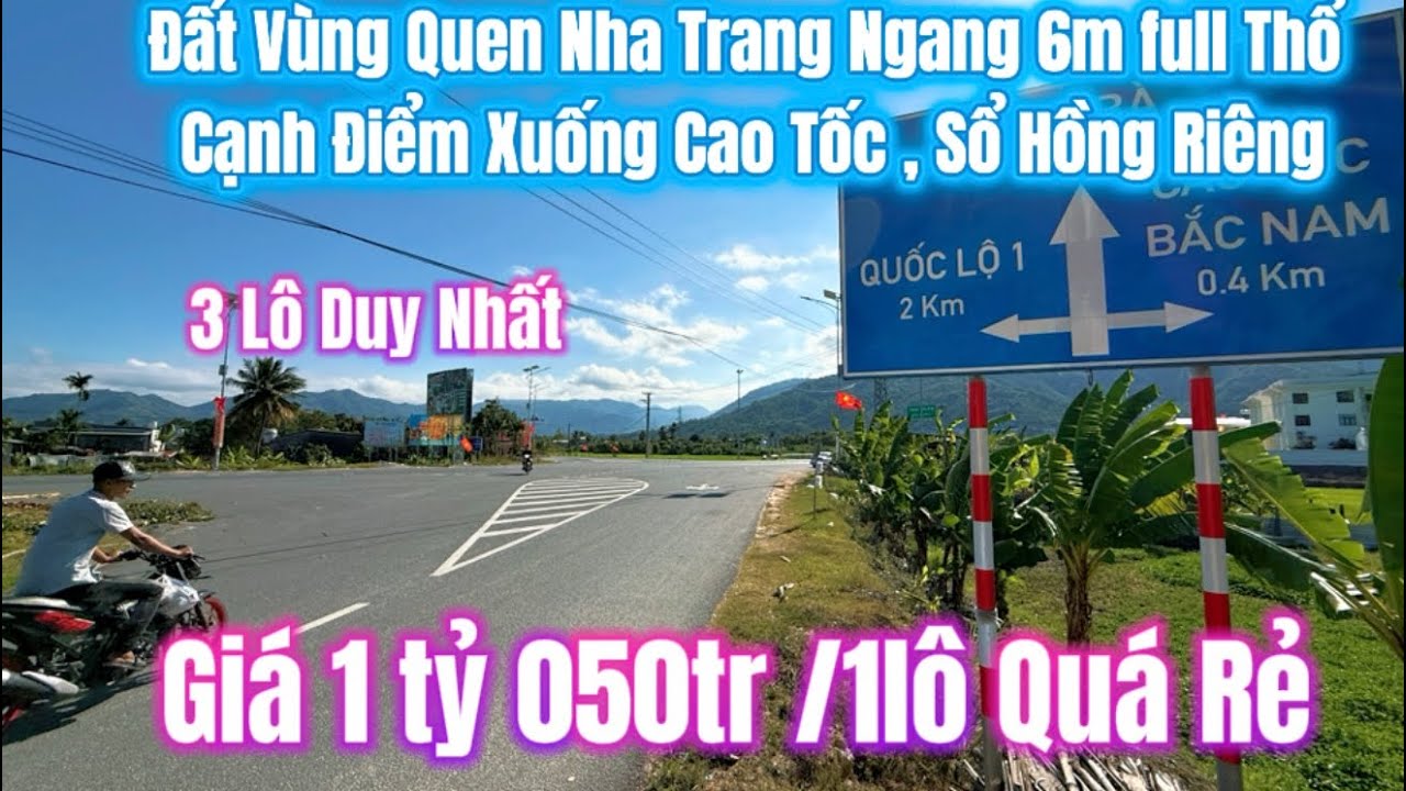 Chỉ 1 tỷ 050tr sở hữu ngay lô đất ngang 6m full thổ cư vùng quen Nha Trang