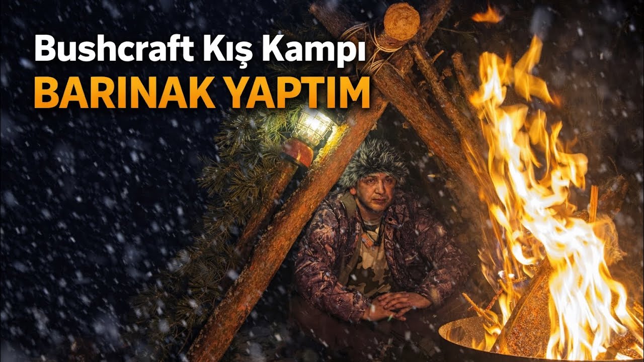 BUSHCRAFT KIŞ KAMPI BARINAK YAPTIM 🏕️🐺BUİLDİNG A SHELTER OUT OF WOOD İN NATURE DURİNG WİNTER
