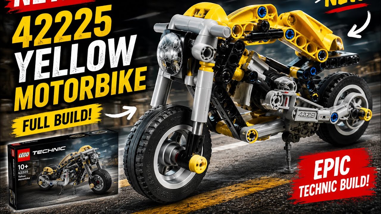 LEGO Technic 42225 Yellow Motorcycle | FULL BUILD & REVIEW 
