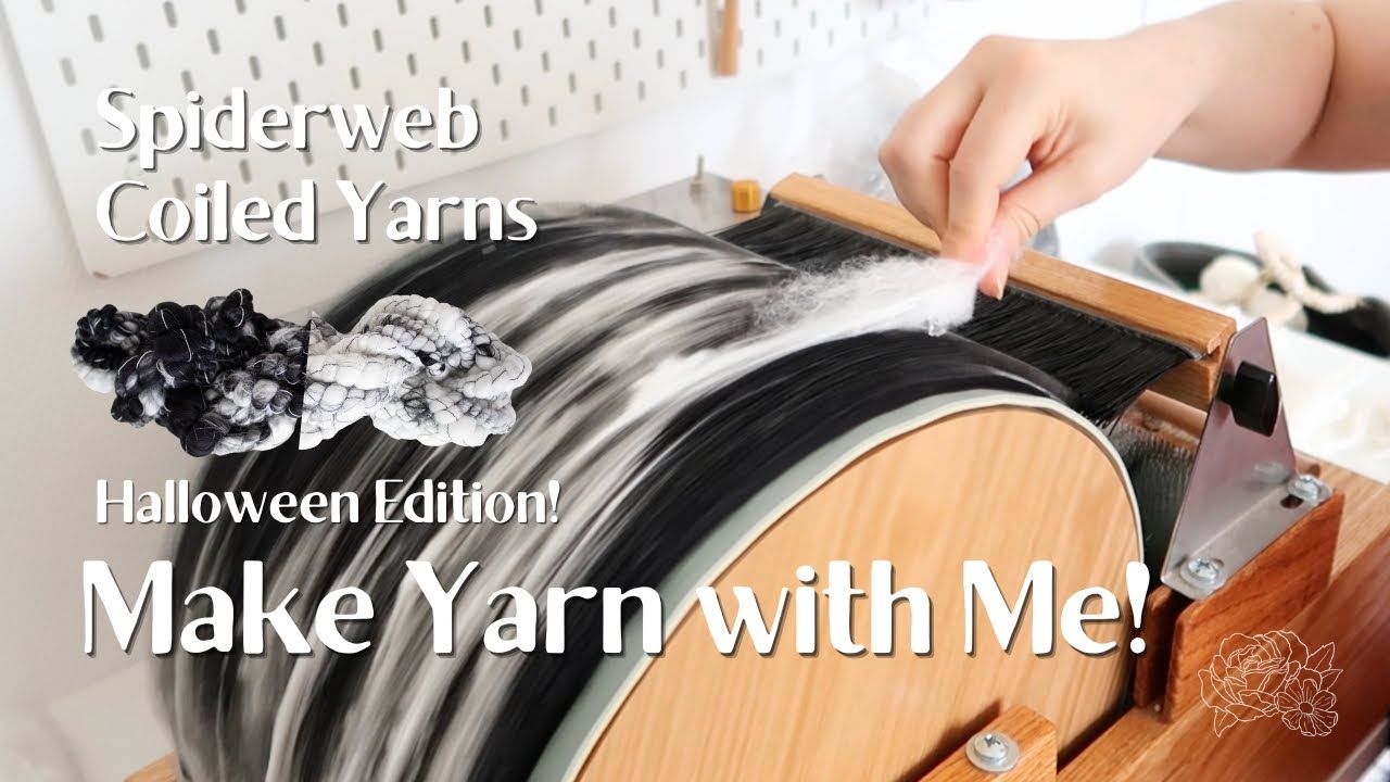 Make Halloween Yarn with Me! 🕷️ Spiderweb Coiled Vegan Handspun Art Yarns | Full Process