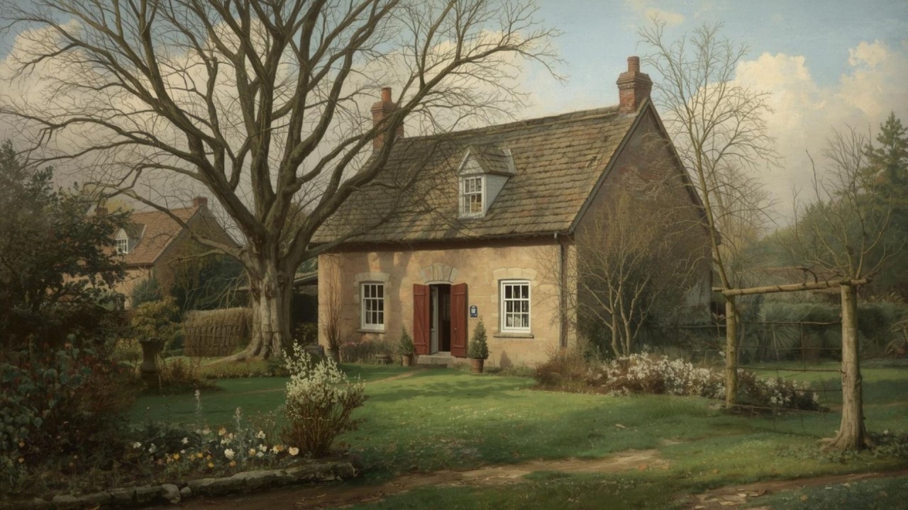 English Country Cottage in Spring Vintage Painting | Frame TV Art Display | 2-Hour Screensaver