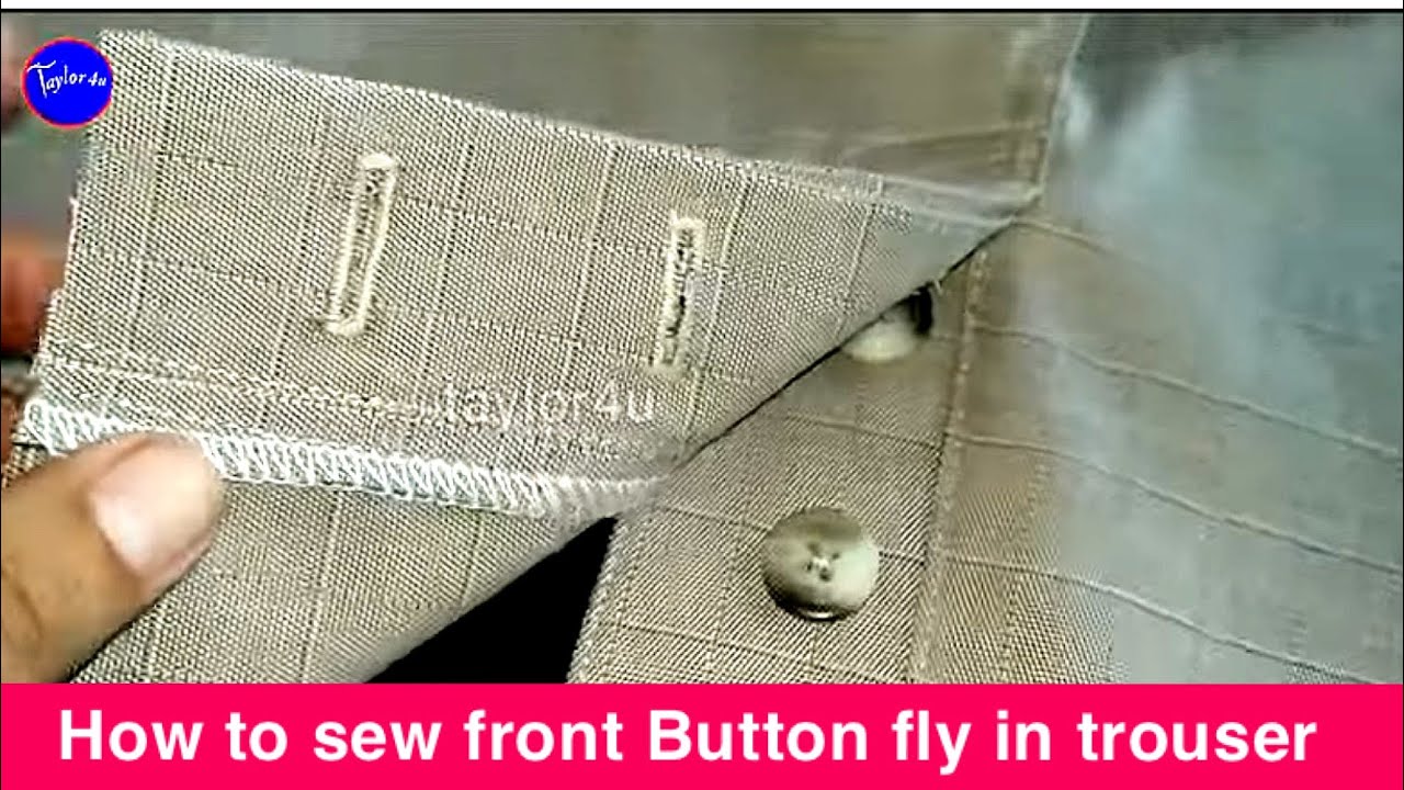 how to sew button front fly in trouser | button wali front fly