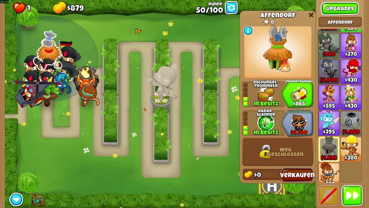 Bloons TD 6 Schimpansen Taktik auf Ausweichen