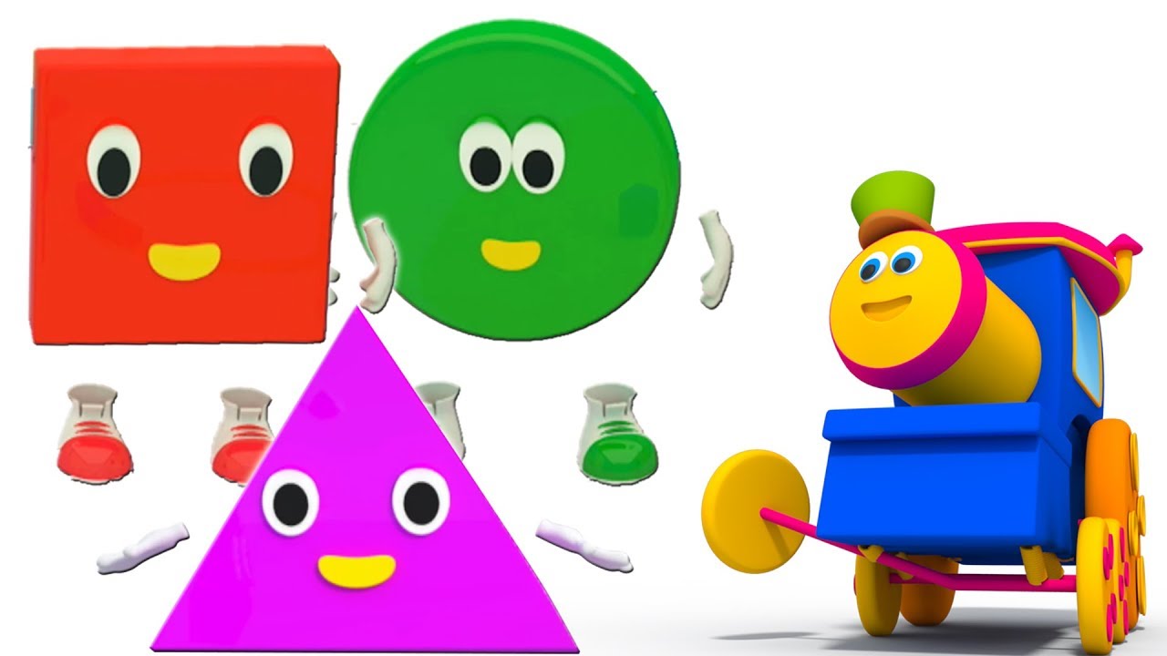 Bob xe lửa | Năm hình chữ nhỏ | nhảy vần cho trẻ em | Learn Shapes | Bob train | Five Little Shapes