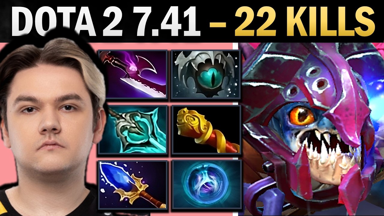 Slark Dota 2 7.41 with 22 Kills and Skadi - Dota Gameplay
