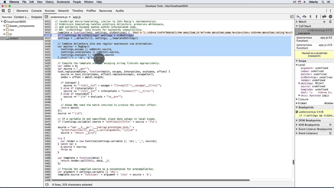 Walk-thru the `template` function