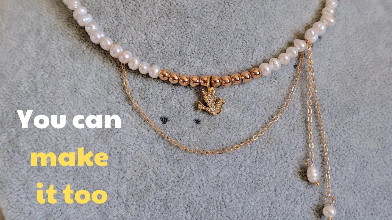 How to Make a Natural Pearl Necklace with Chains | DIY Handmade Jewelry