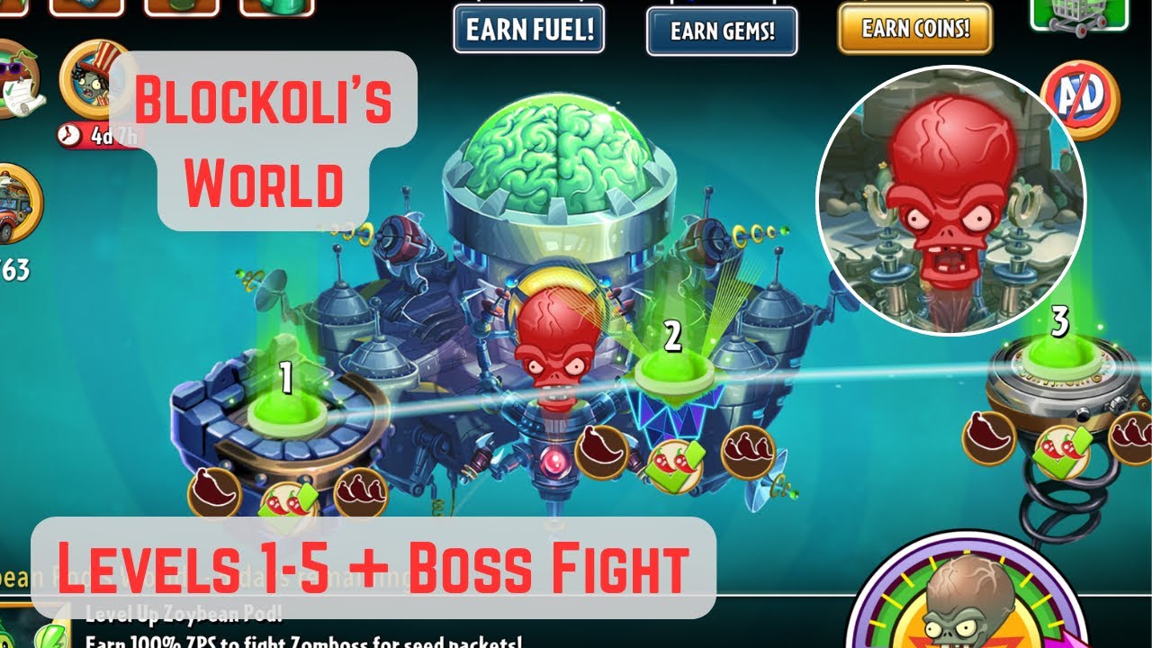 Plants vs Zombies 2 - Penny's Pursuit this week - Level Up Blockoli! Levels 1-5 + Final Boss