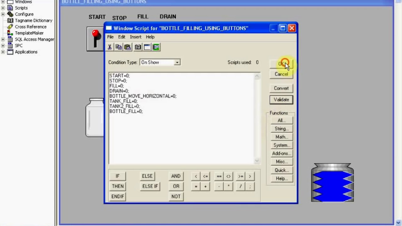 Bottle Filling Process Demo on Intouch SCADA System