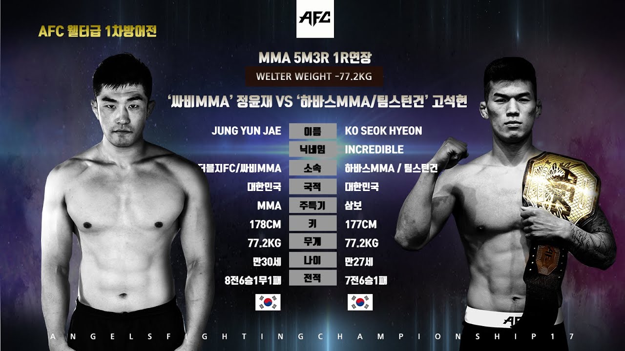 [AFC17] 9경기 정윤재 VS 고석현 웰터급 챔피언방어전