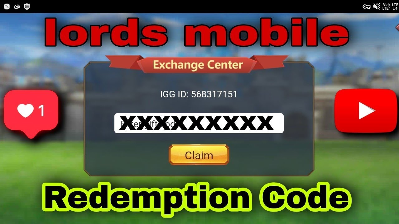 Lords Mobile :  Redeem Code (free gift)